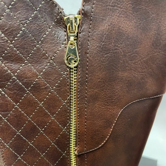 G by Guess Women's Shoes Haydin Leather Almond Toe Knee High Fashion Boots Brown - Picture 8 of 16